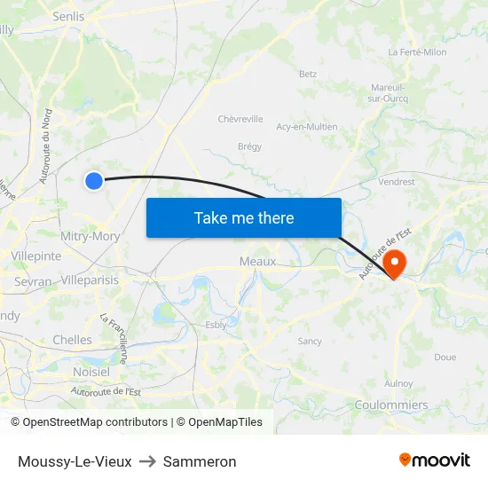 Moussy-Le-Vieux to Sammeron map