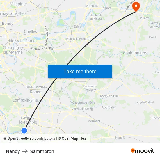 Nandy to Sammeron map
