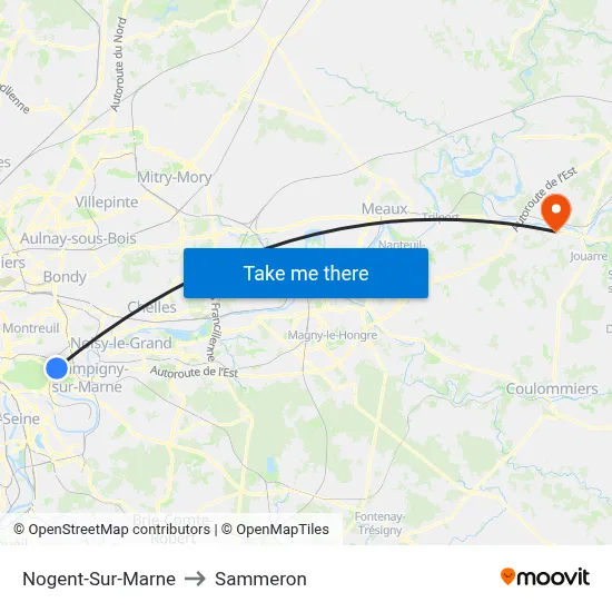 Nogent-Sur-Marne to Sammeron map
