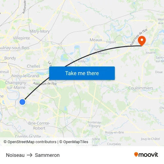 Noiseau to Sammeron map