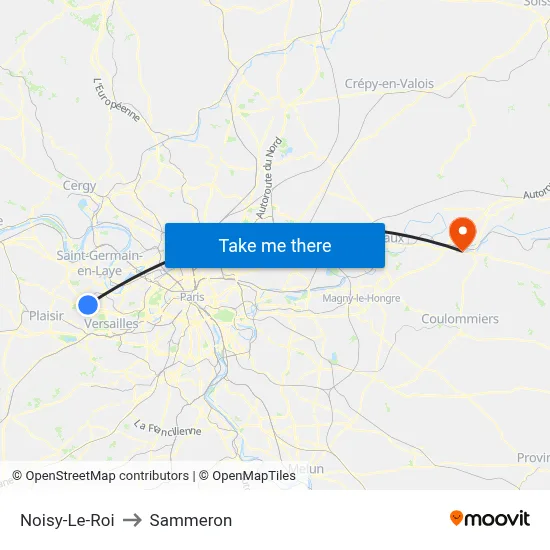 Noisy-Le-Roi to Sammeron map