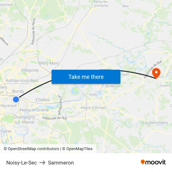 Noisy-Le-Sec to Sammeron map