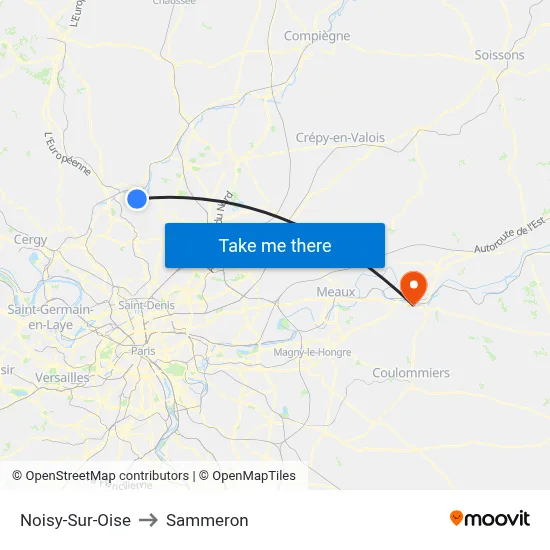 Noisy-Sur-Oise to Sammeron map