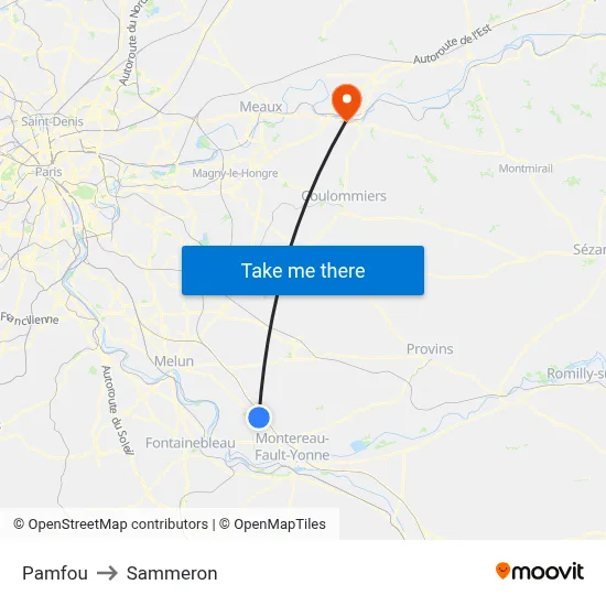 Pamfou to Sammeron map