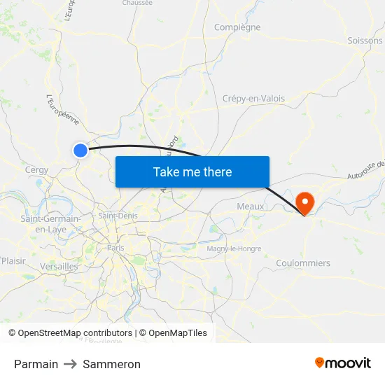 Parmain to Sammeron map