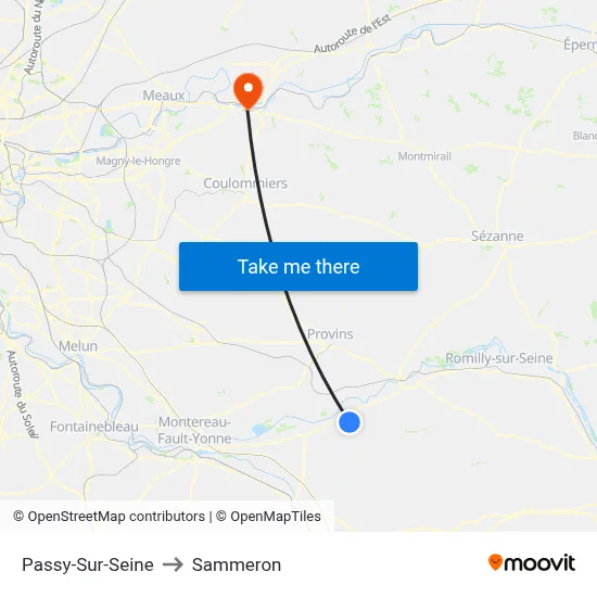 Passy-Sur-Seine to Sammeron map