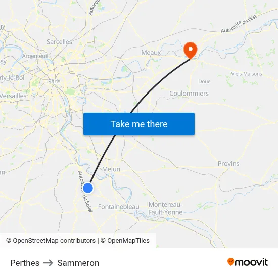 Perthes to Sammeron map