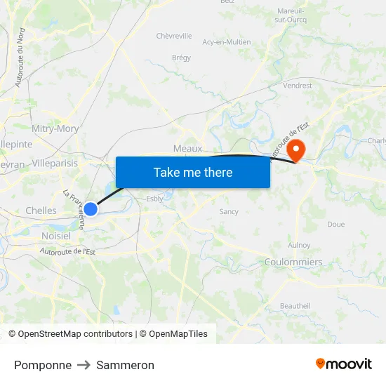 Pomponne to Sammeron map