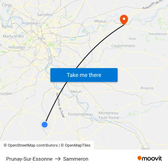 Prunay-Sur-Essonne to Sammeron map
