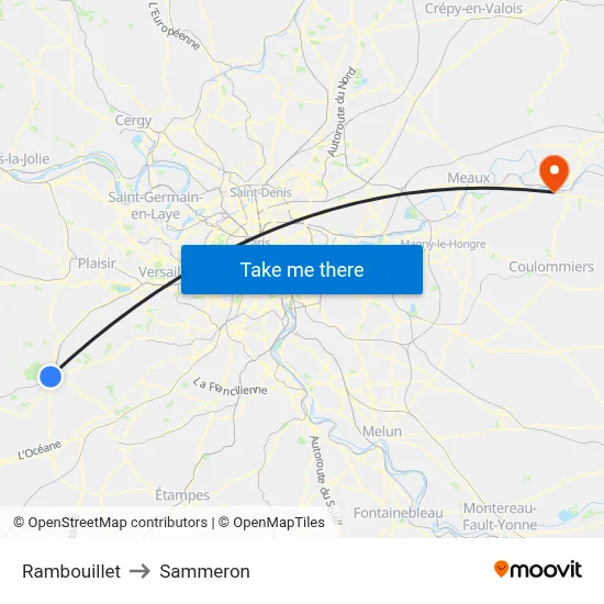 Rambouillet to Sammeron map