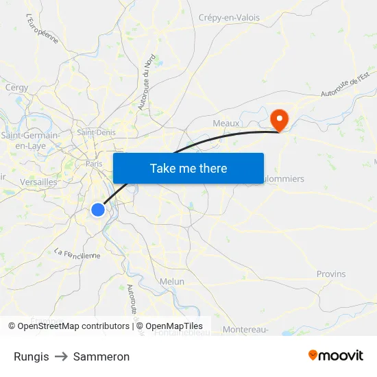 Rungis to Sammeron map