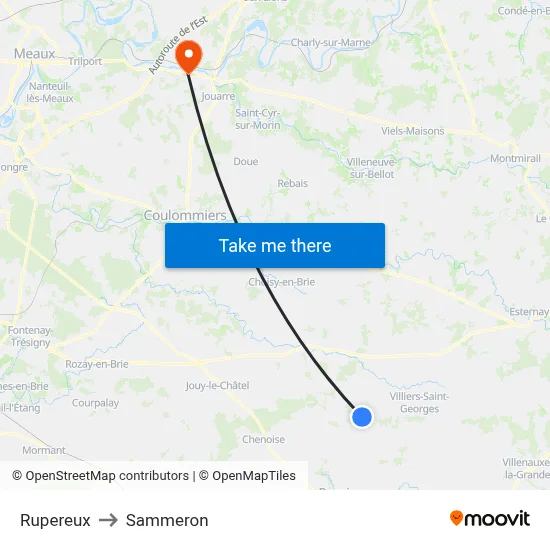 Rupereux to Sammeron map