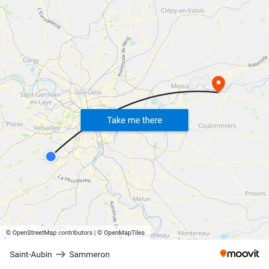 Saint-Aubin to Sammeron map