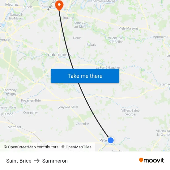 Saint-Brice to Sammeron map
