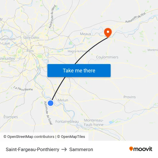 Saint-Fargeau-Ponthierry to Sammeron map