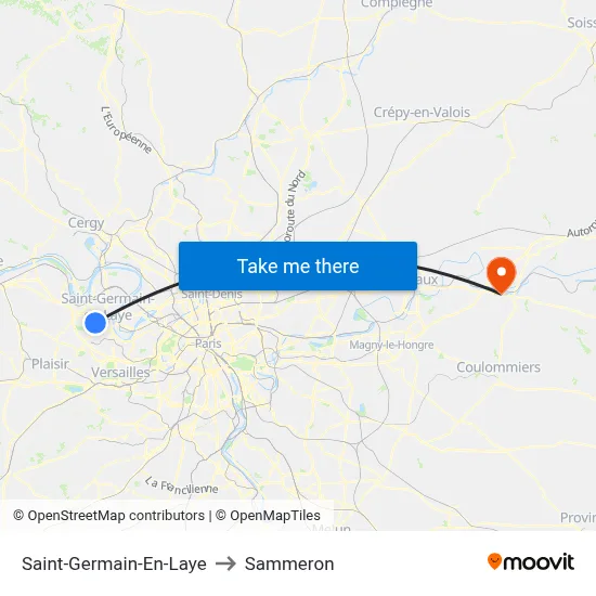 Saint-Germain-En-Laye to Sammeron map