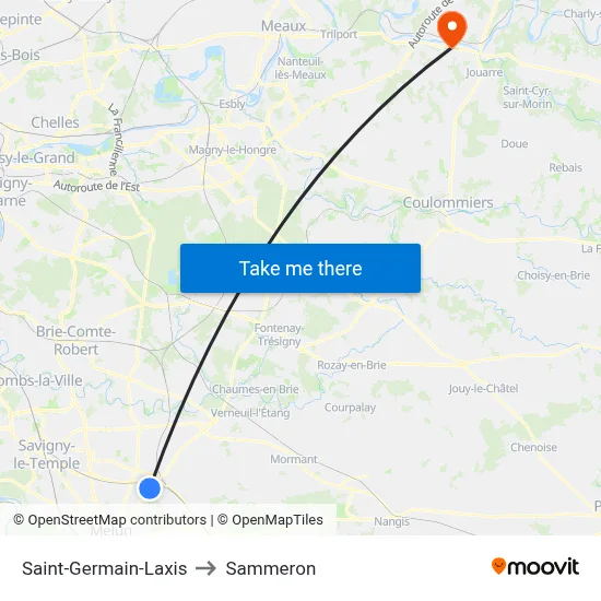 Saint-Germain-Laxis to Sammeron map