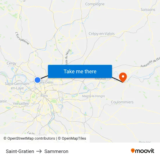 Saint-Gratien to Sammeron map