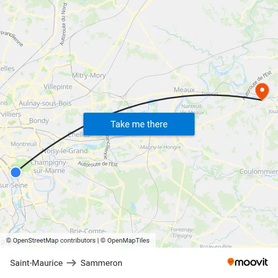 Saint-Maurice to Sammeron map