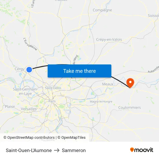 Saint-Ouen-L'Aumone to Sammeron map