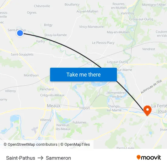 Saint-Pathus to Sammeron map