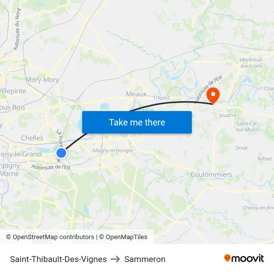 Saint-Thibault-Des-Vignes to Sammeron map