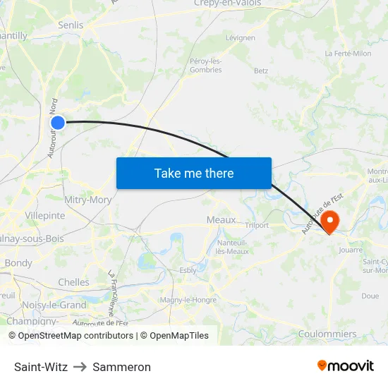 Saint-Witz to Sammeron map
