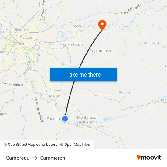 Samoreau to Sammeron map