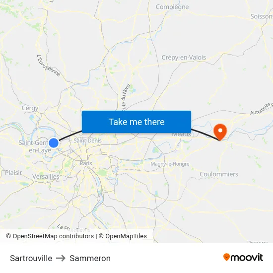Sartrouville to Sammeron map