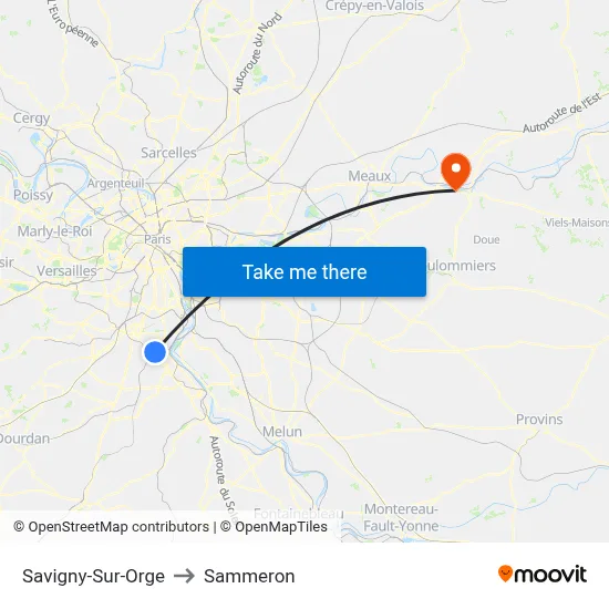 Savigny-Sur-Orge to Sammeron map