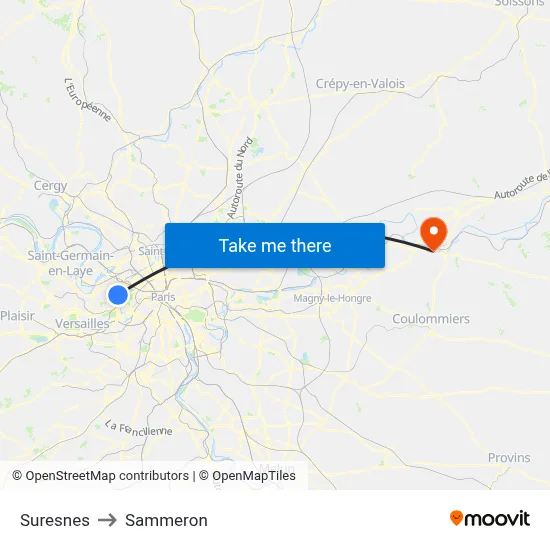 Suresnes to Sammeron map
