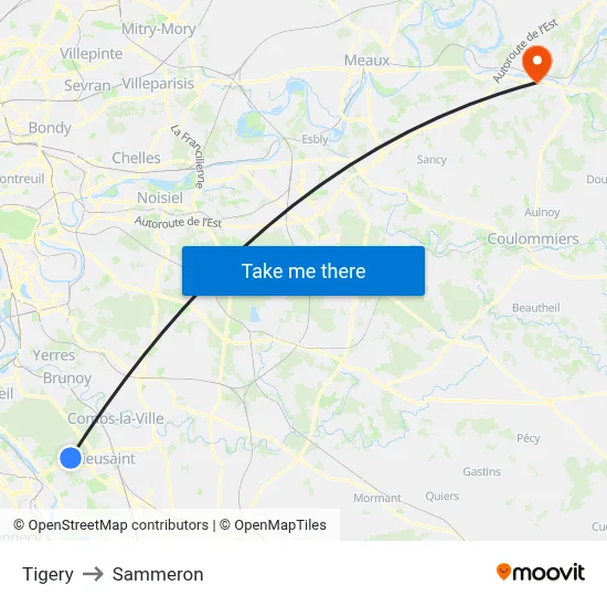 Tigery to Sammeron map