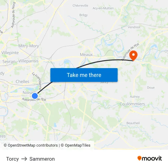 Torcy to Sammeron map