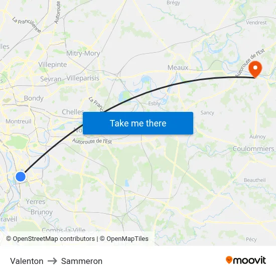 Valenton to Sammeron map