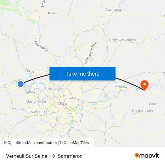 Verneuil-Sur-Seine to Sammeron map