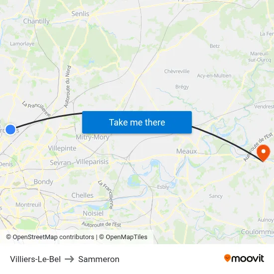 Villiers-Le-Bel to Sammeron map