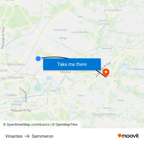 Vinantes to Sammeron map