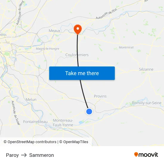 Paroy to Sammeron map