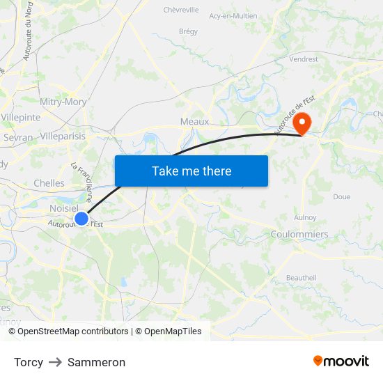 Torcy to Sammeron map