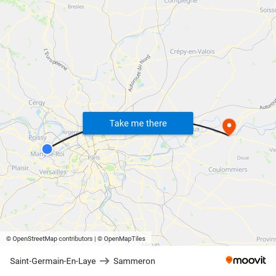 Saint-Germain-En-Laye to Sammeron map