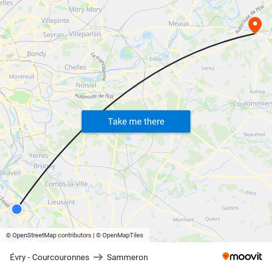 Évry - Courcouronnes to Sammeron map