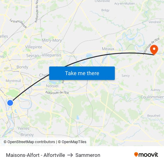 Maisons-Alfort - Alfortville to Sammeron map