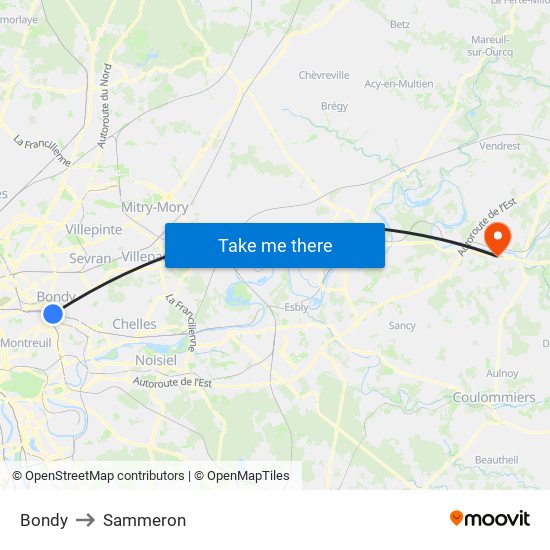Bondy to Sammeron map