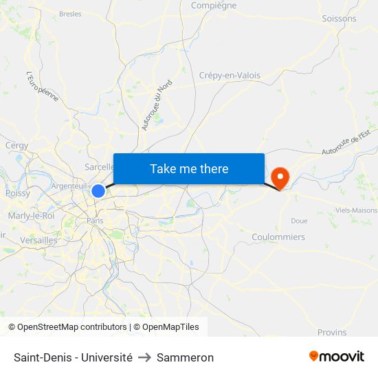 Saint-Denis - Université to Sammeron map
