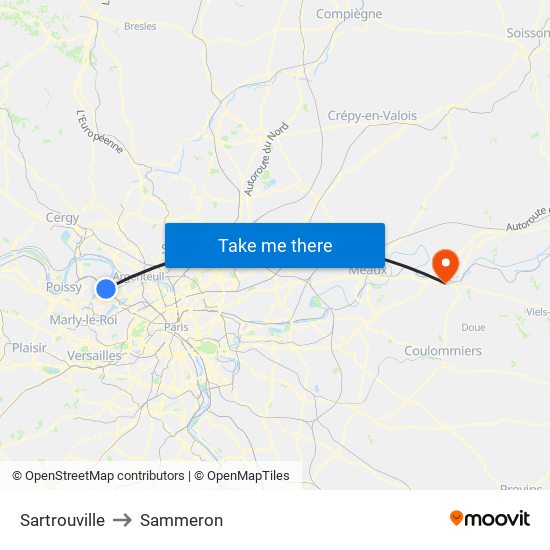 Sartrouville to Sammeron map