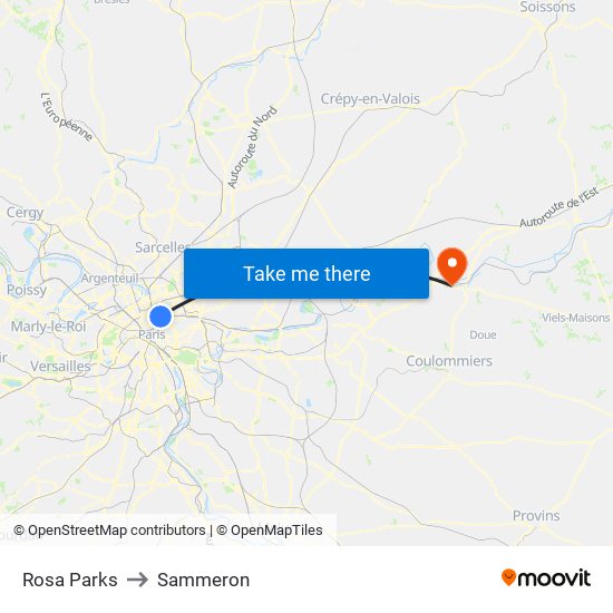 Rosa Parks to Sammeron map