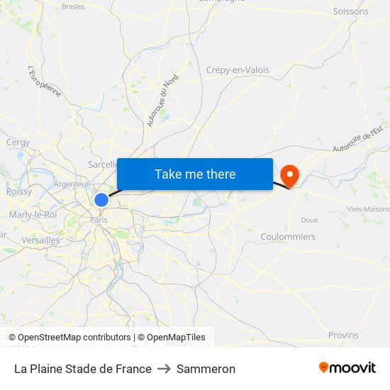 La Plaine Stade de France to Sammeron map