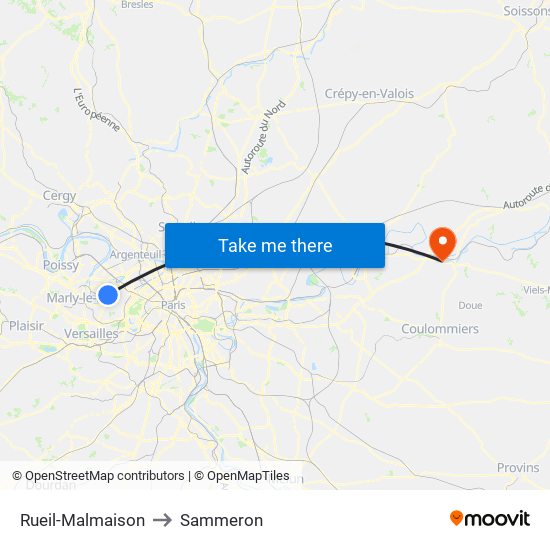 Rueil-Malmaison to Sammeron map