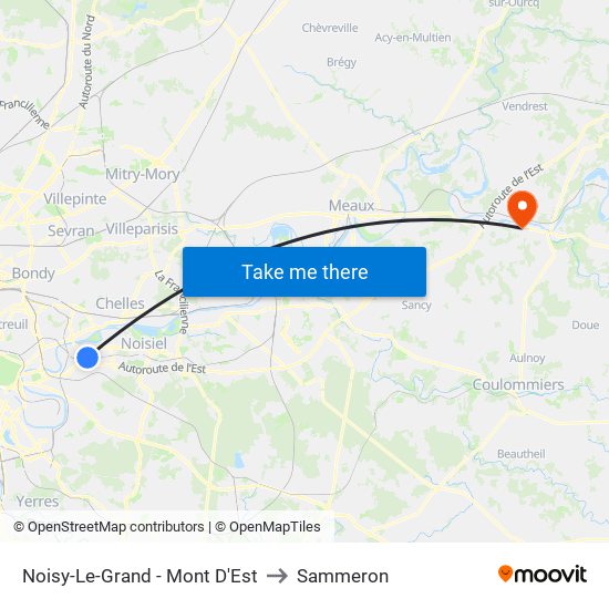 Noisy-Le-Grand - Mont D'Est to Sammeron map