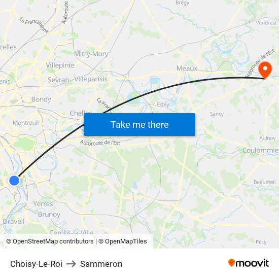 Choisy-Le-Roi to Sammeron map